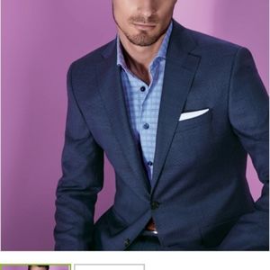 Jack Victor blue suit, 100%wool made in Canada 42R pants are 36 x 31 excellent